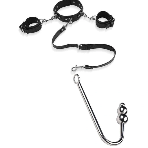 Anal Hooks Collar and 5334 Hook Cuffs with Anal Beaded Elegant 0914
